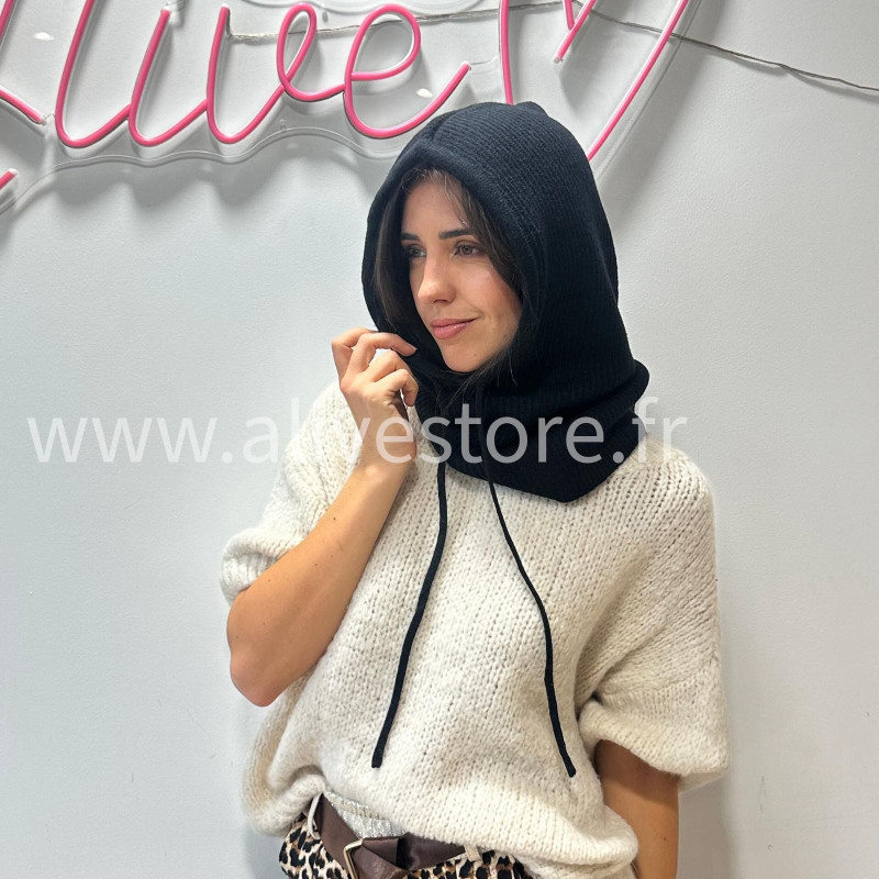 CAGOULE LÉA EN MAILLE TAUPE – ALIVE STORE