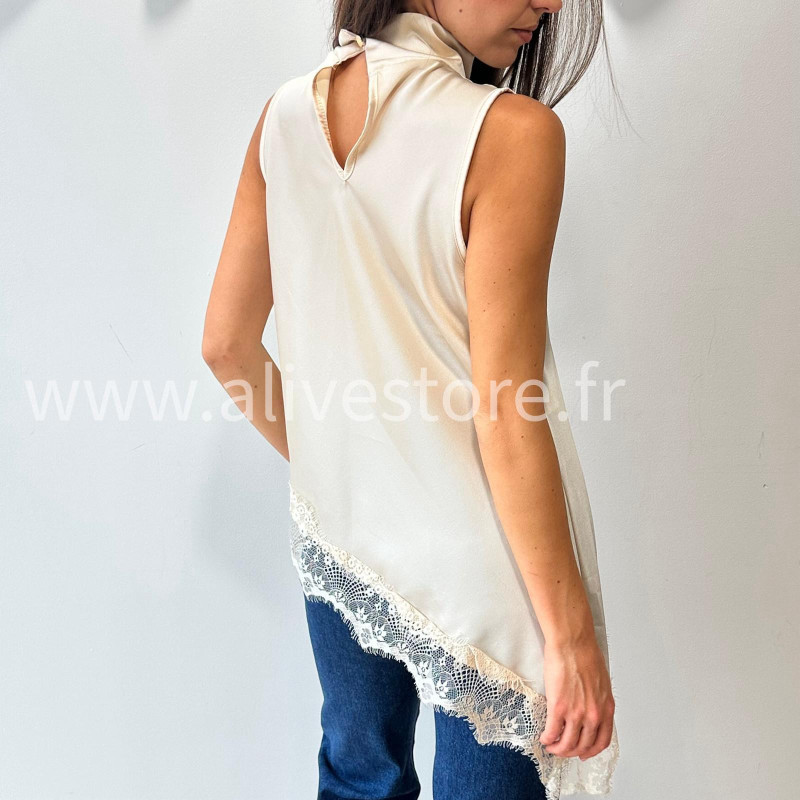 TOP GIULIA BEIGE DENTELLE ASYMÉTRIQUE – ALIVE STORE