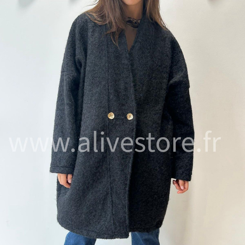 MANTEAU SARA BEIGE LAINE LONG – ALIVE STORE