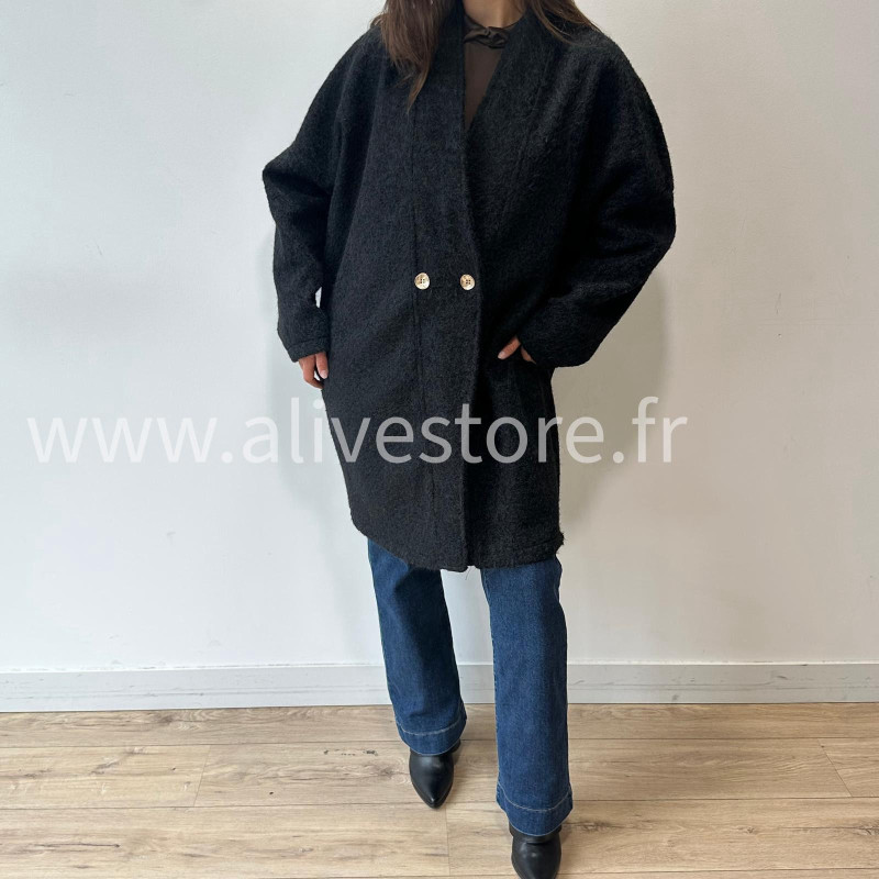 MANTEAU SARA BEIGE LAINE LONG – ALIVE STORE