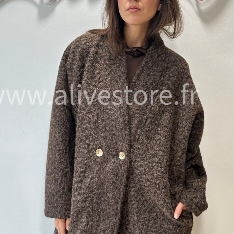 MANTEAU SARA BEIGE LAINE LONG – ALIVE STORE