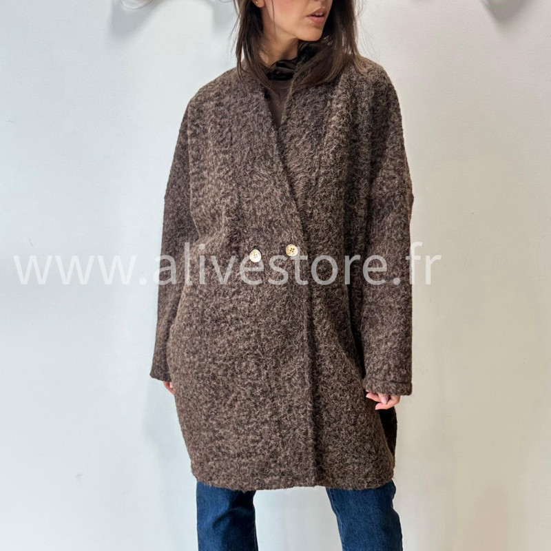 MANTEAU SARA BEIGE LAINE LONG – ALIVE STORE