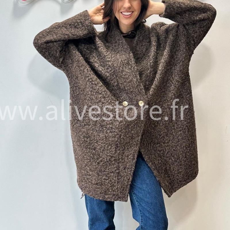 MANTEAU SARA BEIGE LAINE LONG – ALIVE STORE