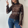 TOP DALIA DENTELLE TRANSPARENTE MARRON – ALIVE STORE