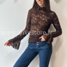 TOP DALIA DENTELLE TRANSPARENTE MARRON – ALIVE STORE