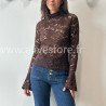 TOP DALIA DENTELLE TRANSPARENTE MARRON – ALIVE STORE