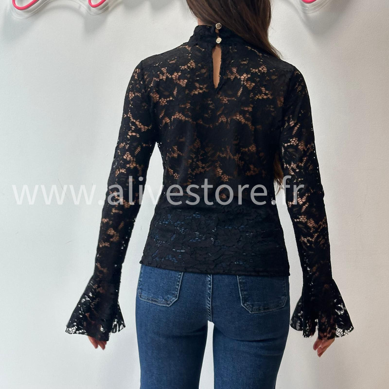 TOP DALIA DENTELLE TRANSPARENTE MARRON – ALIVE STORE