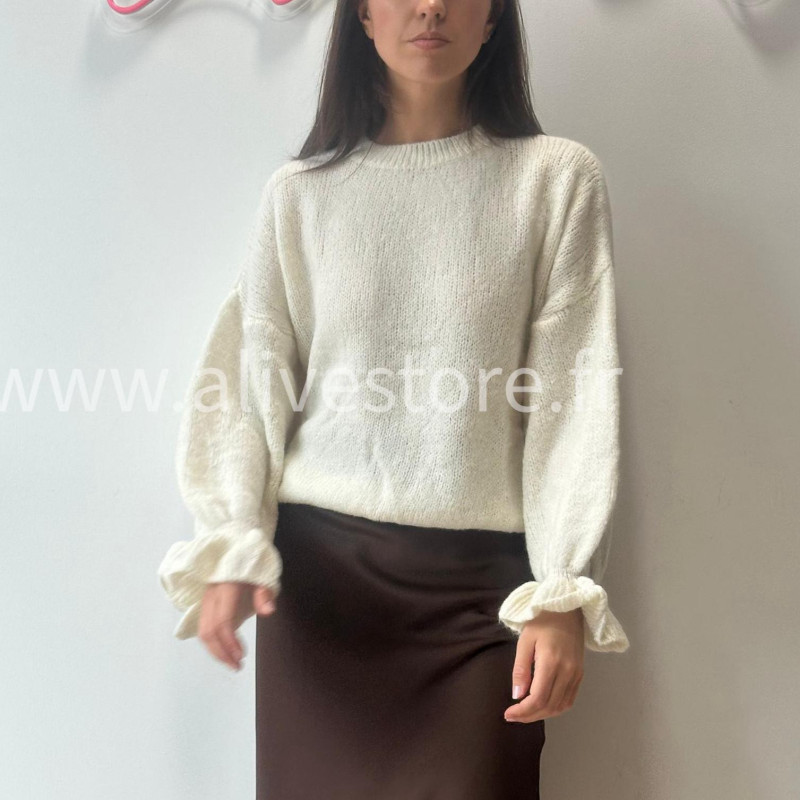 PULL LOREN BLANC MANCHES BOUFFANTES – ALIVE STORE