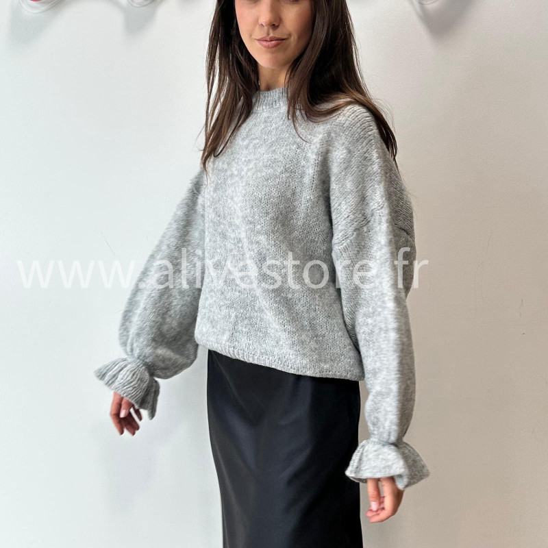 PULL LOREN BLANC MANCHES BOUFFANTES – ALIVE STORE