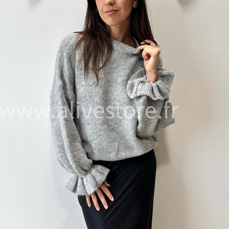 PULL LOREN BLANC MANCHES BOUFFANTES – ALIVE STORE