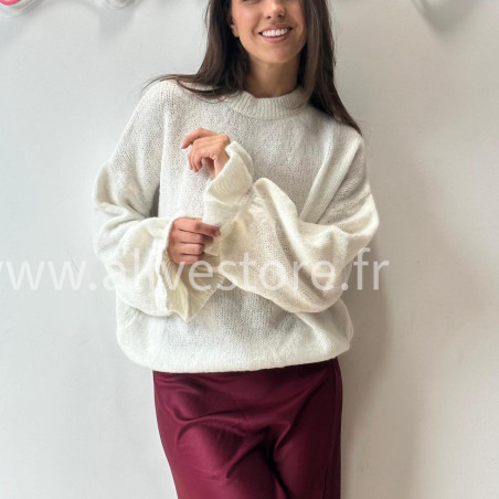 PULL LOREN BLANC MANCHES BOUFFANTES – ALIVE STORE