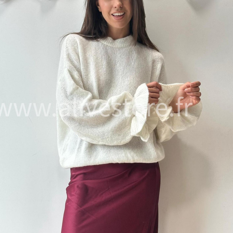 PULL LOREN BLANC MANCHES BOUFFANTES – ALIVE STORE