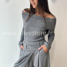 PULL GEMMA GRIS COL BARDOT FEMME – ALIVE STORE