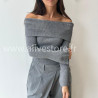 PULL GEMMA GRIS COL BARDOT FEMME – ALIVE STORE