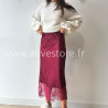JUPE LUNA BORDEAUX SATIN DENTELLE – ALIVE STORE