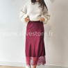 JUPE LUNA BORDEAUX SATIN DENTELLE – ALIVE STORE