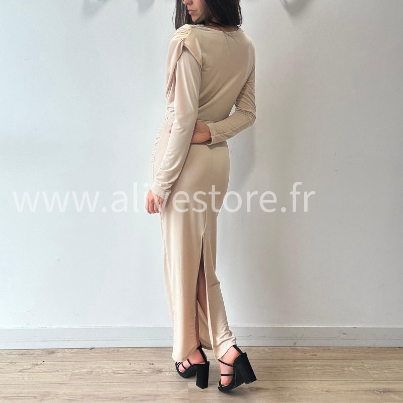 ROBE CLEA LONGUE BORDEAUX DRAPÉ – ALIVE STORE