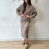 ROBE APRIL MAILLE CÔTELÉE TAUPE – ALIVE STORE