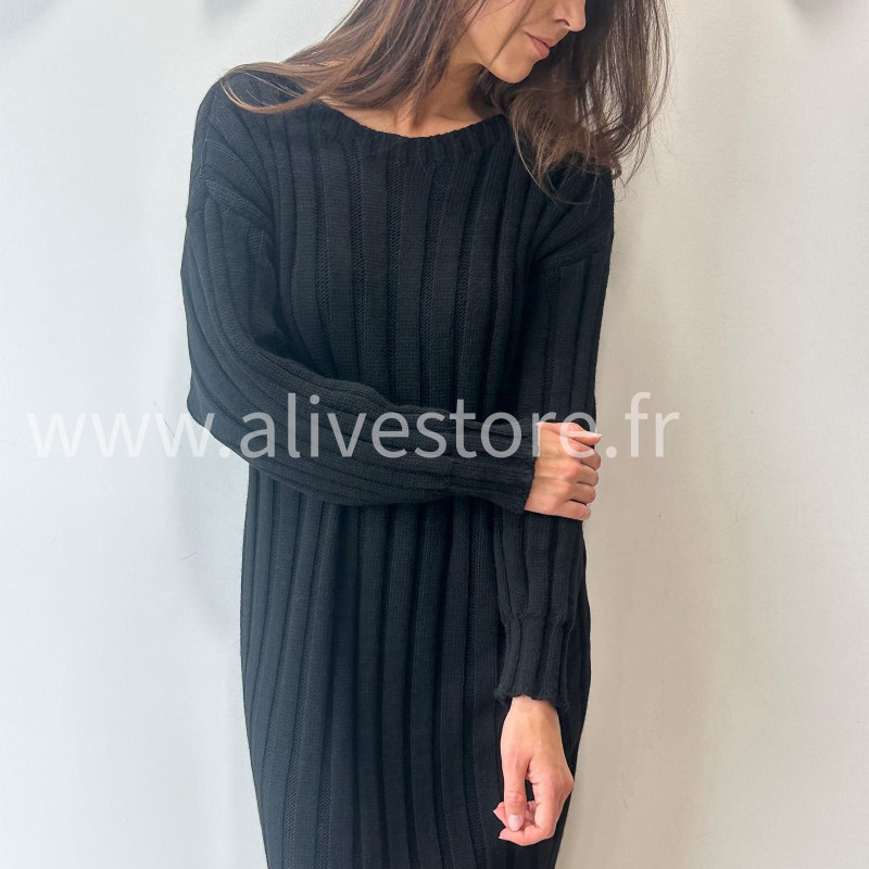 ROBE APRIL MAILLE CÔTELÉE TAUPE – ALIVE STORE