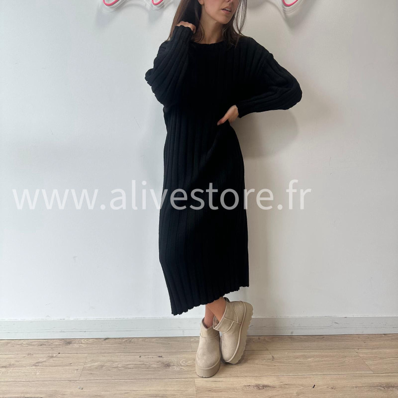 ROBE APRIL MAILLE CÔTELÉE TAUPE – ALIVE STORE