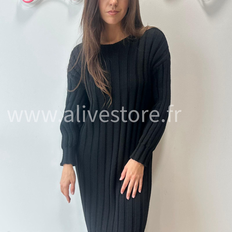 ROBE APRIL MAILLE CÔTELÉE TAUPE – ALIVE STORE