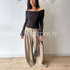 PANTALON LOU LARGE BEIGE AVEC FOULARD – ALIVE STORE
