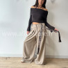 PANTALON LOU LARGE BEIGE AVEC FOULARD – ALIVE STORE