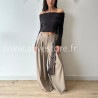 PANTALON LOU LARGE BEIGE AVEC FOULARD – ALIVE STORE