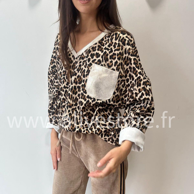 TOP SAO LÉOPARD MANCHES LONGUES – ALIVE STORE