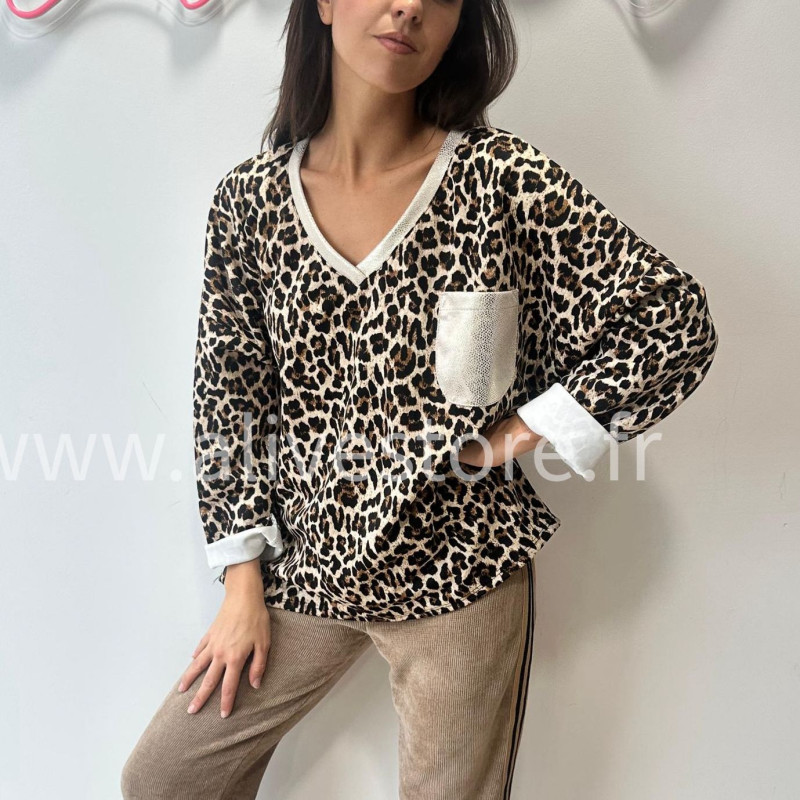 TOP SAO LÉOPARD MANCHES LONGUES – ALIVE STORE
