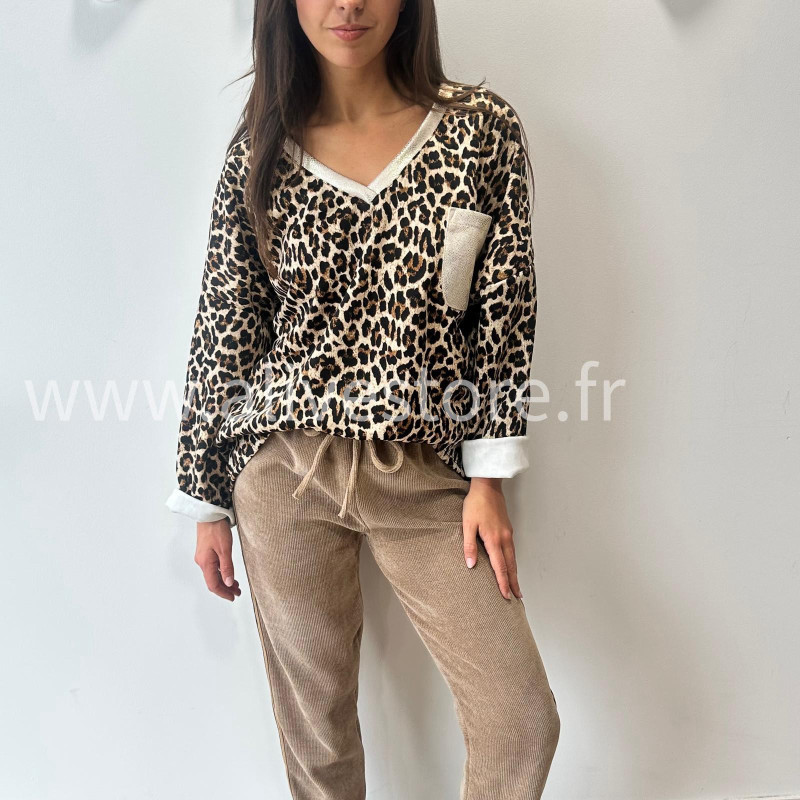 TOP SAO LÉOPARD MANCHES LONGUES – ALIVE STORE