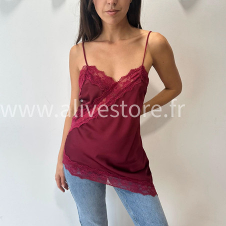 TOP LISA SATINÉ DENTELLE BEIGE – ALIVE STORE