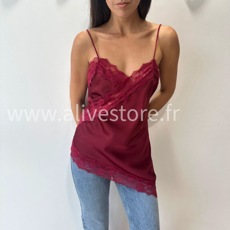 TOP LISA SATINÉ DENTELLE BEIGE – ALIVE STORE