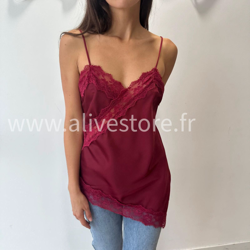 TOP LISA SATINÉ DENTELLE BEIGE – ALIVE STORE
