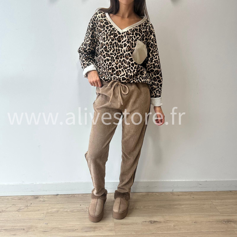 PANTALON CASEY VELOURS CÔTELÉ BEIGE – ALIVE STORE
