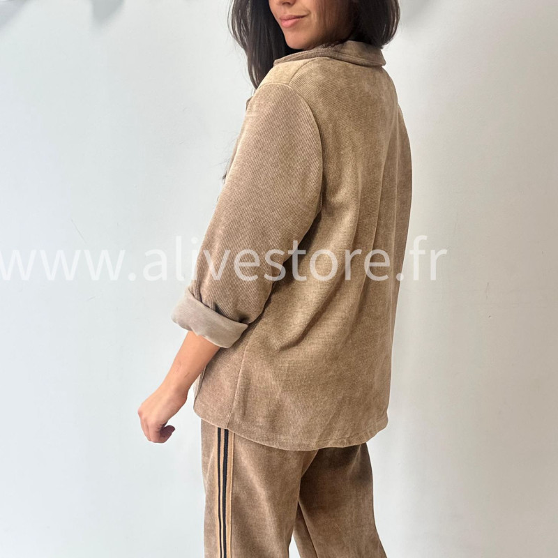 BLAZER MAIA VELOURS CÔTELÉ BEIGE – ALIVE STORE