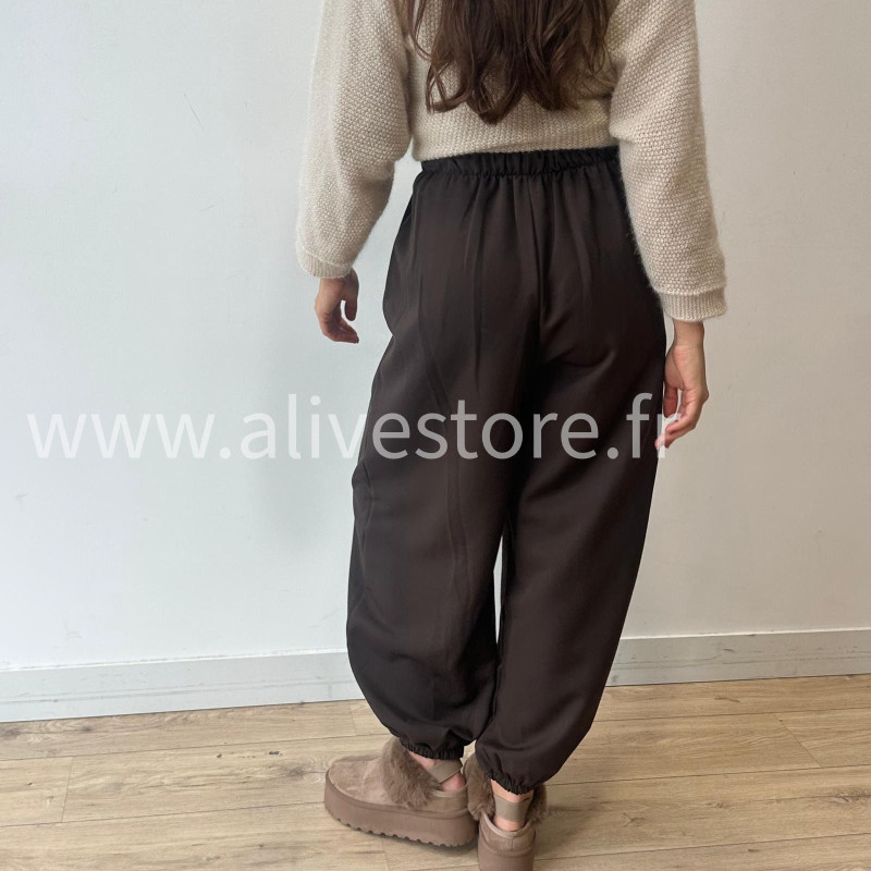 PANTALON INES LARGE BAS SERRÉ TAUPE – ALIVE STORE