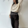 PANTALON INES LARGE BAS SERRÉ TAUPE – ALIVE STORE