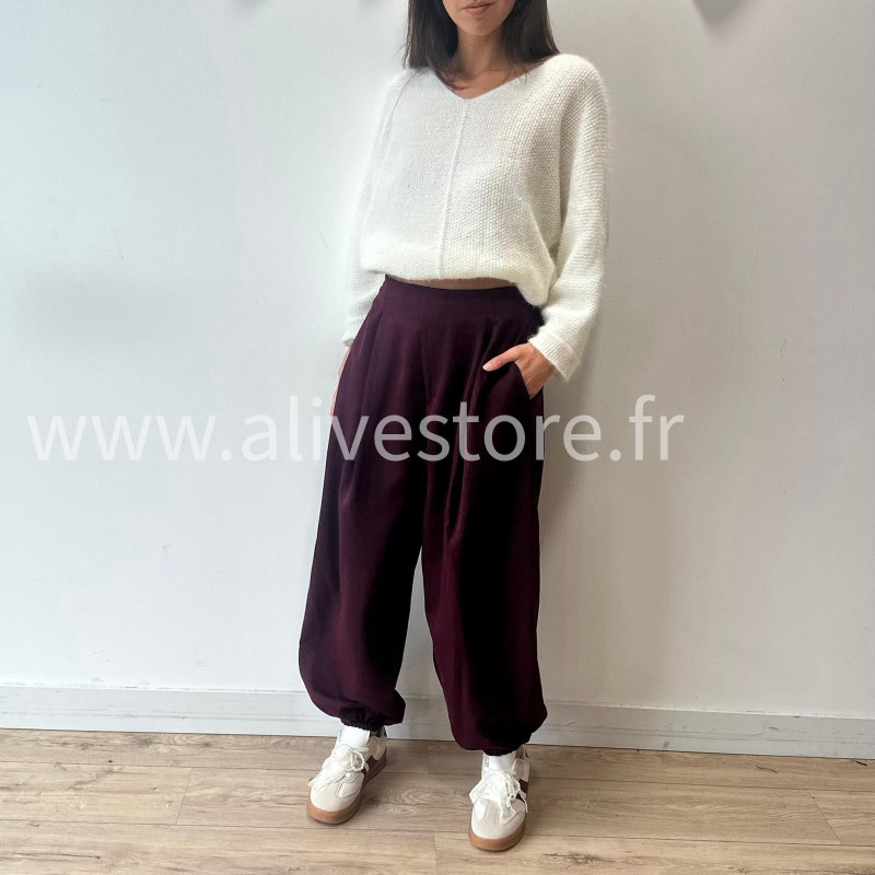 PANTALON INES LARGE BAS SERRÉ TAUPE – ALIVE STORE