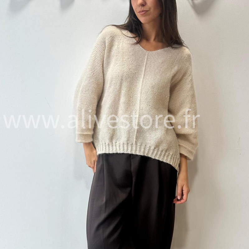 PULL CÉLINE TAUPE MAILLE EPAISSE – ALIVE STORE
