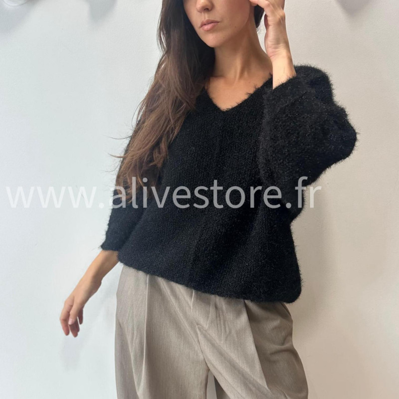 PULL CÉLINE TAUPE MAILLE EPAISSE – ALIVE STORE
