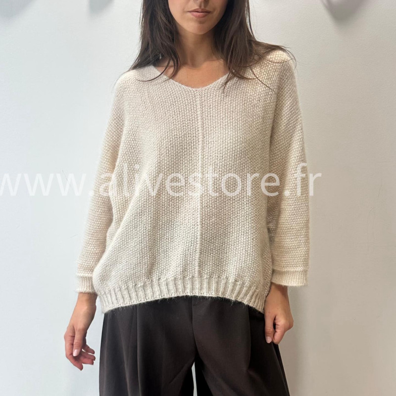 PULL CÉLINE TAUPE MAILLE EPAISSE – ALIVE STORE