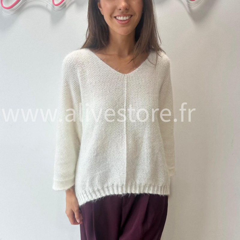PULL CÉLINE TAUPE MAILLE EPAISSE – ALIVE STORE