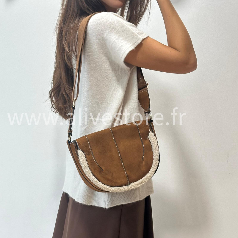 SAC JAVA BANDOULIÈRE MARRON SUÉDINE – ALIVE STORE