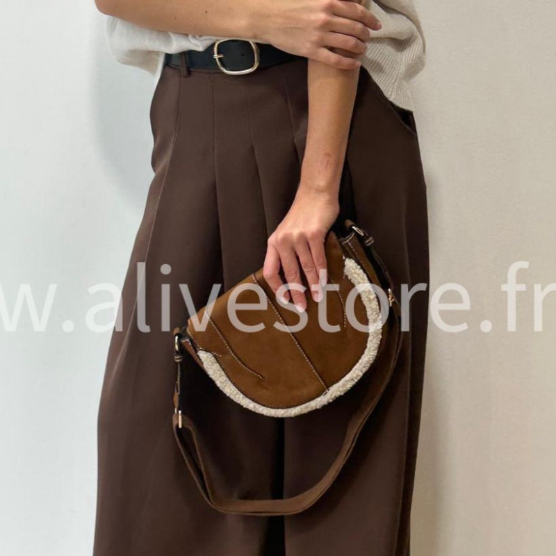 SAC JAVA BANDOULIÈRE MARRON SUÉDINE – ALIVE STORE