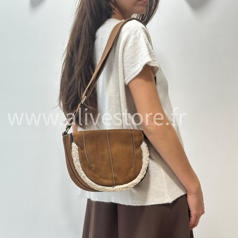 SAC JAVA BANDOULIÈRE MARRON SUÉDINE – ALIVE STORE