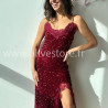 ROBE LONGUE SEQUINS BORDEAUX FÊTES – ALIVE STORE