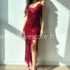 ROBE LONGUE SEQUINS BORDEAUX FÊTES – ALIVE STORE