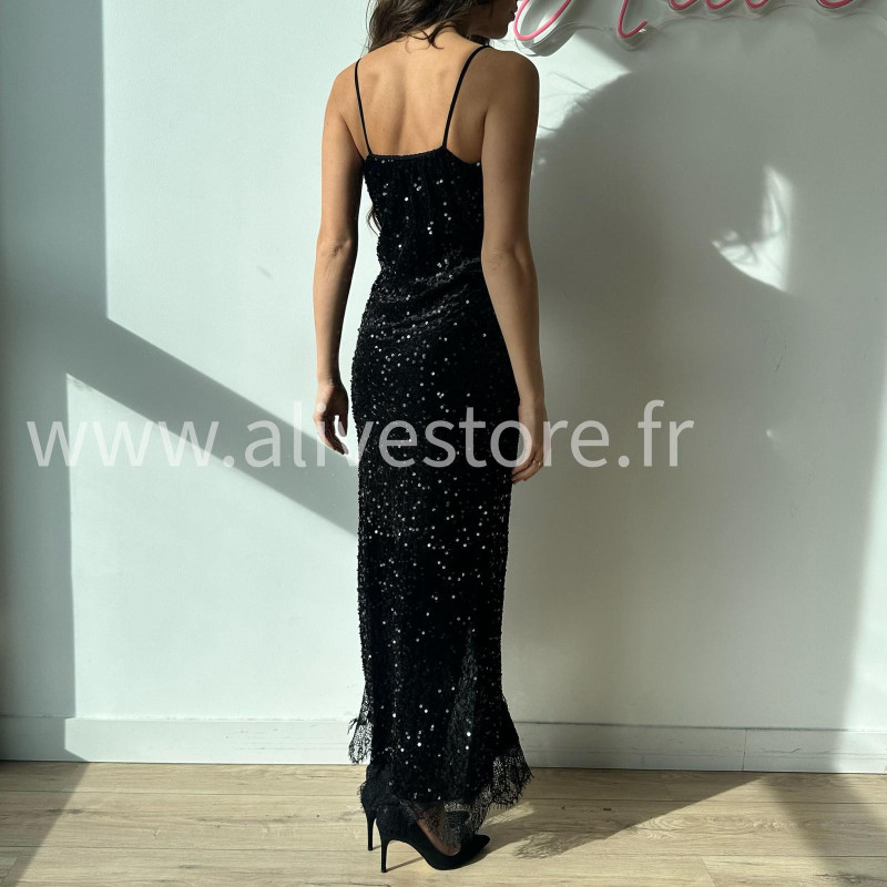 ROBE LONGUE SEQUINS BORDEAUX FÊTES – ALIVE STORE