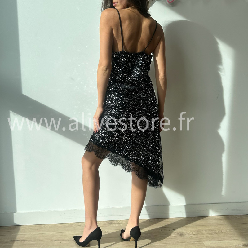 ROBE MI-LONGUE SEQUINS NOIR FÊTES – ALIVE STORE